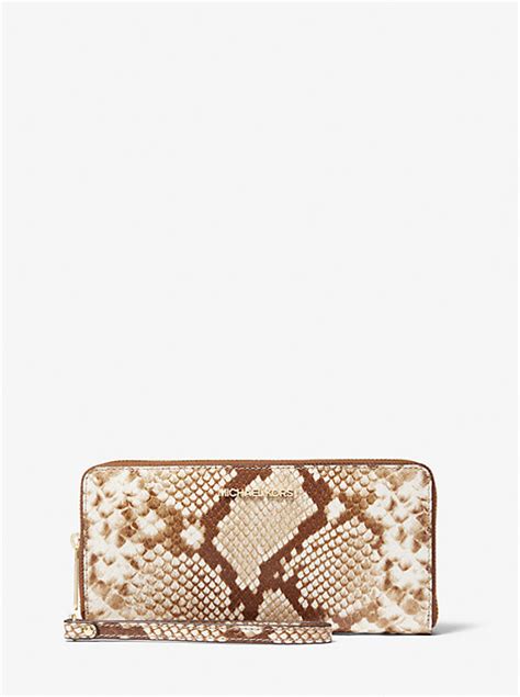 Jet Set Travel Large Python Embossed Leather Wristlet 